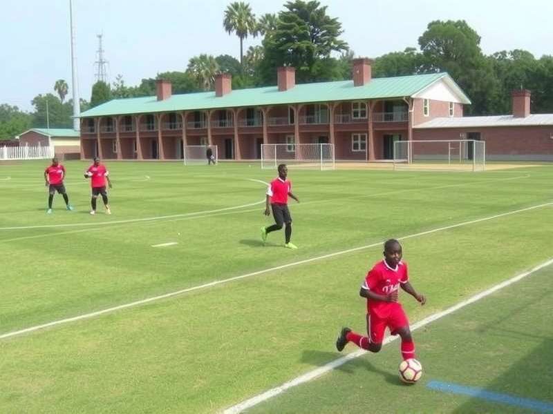 Young football player training
